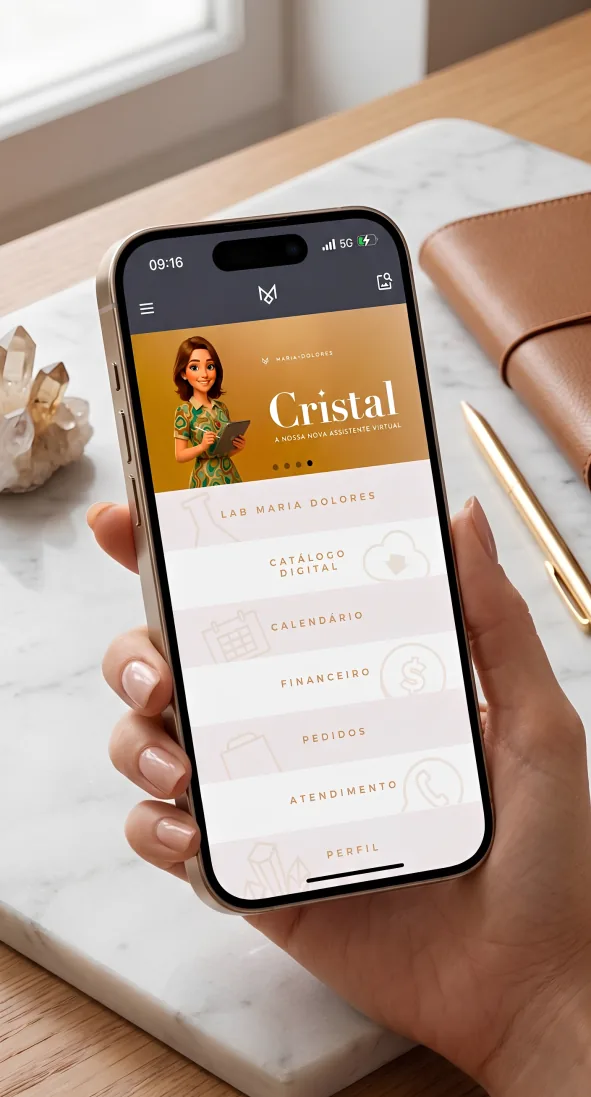 App exclusivo — diferencial da revenda Maria Dolores